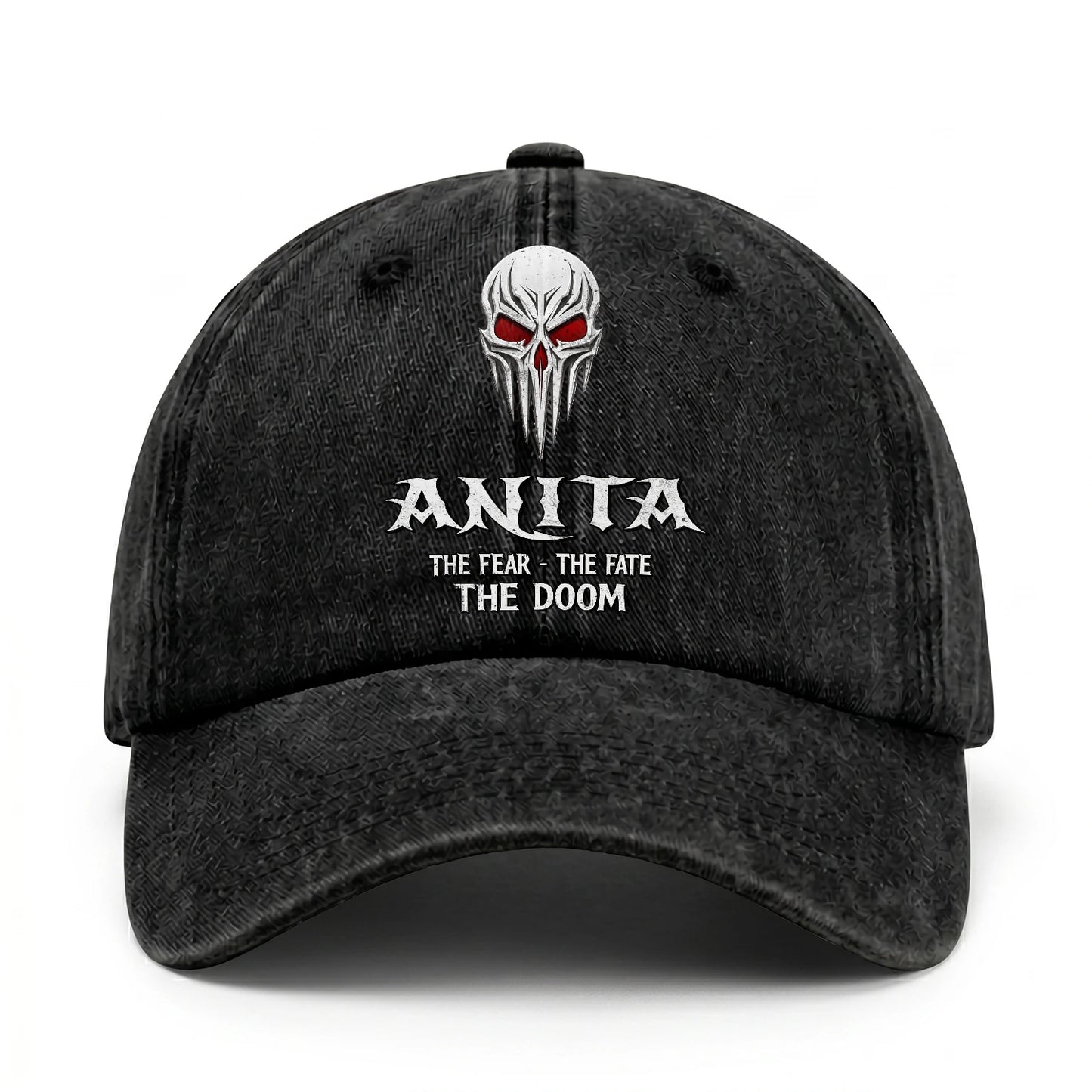 Your Name The Fear The Fate The Doom Skull Washed Cap ANITA 13K1 C98PF