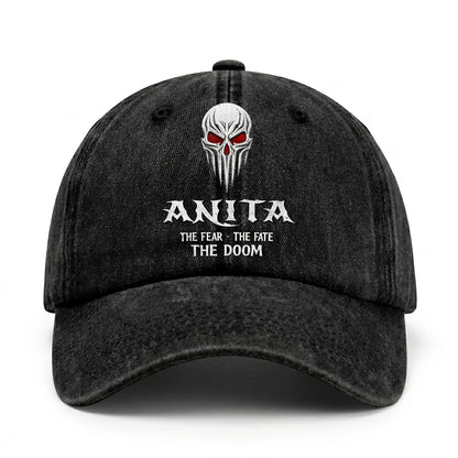 Your Name The Fear The Fate The Doom Skull Washed Cap ANITA 13K1 C98PF