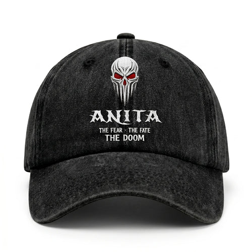 Your Name The Fear The Fate The Doom Skull Washed Cap ANITA 13K1 C98PF