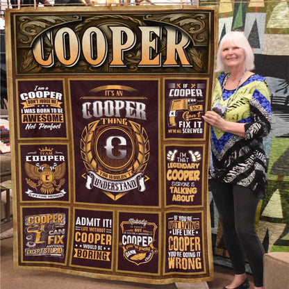 COOPER Personalized Blanket | Custom Name Cozy Throw Gift 13K1-BK4