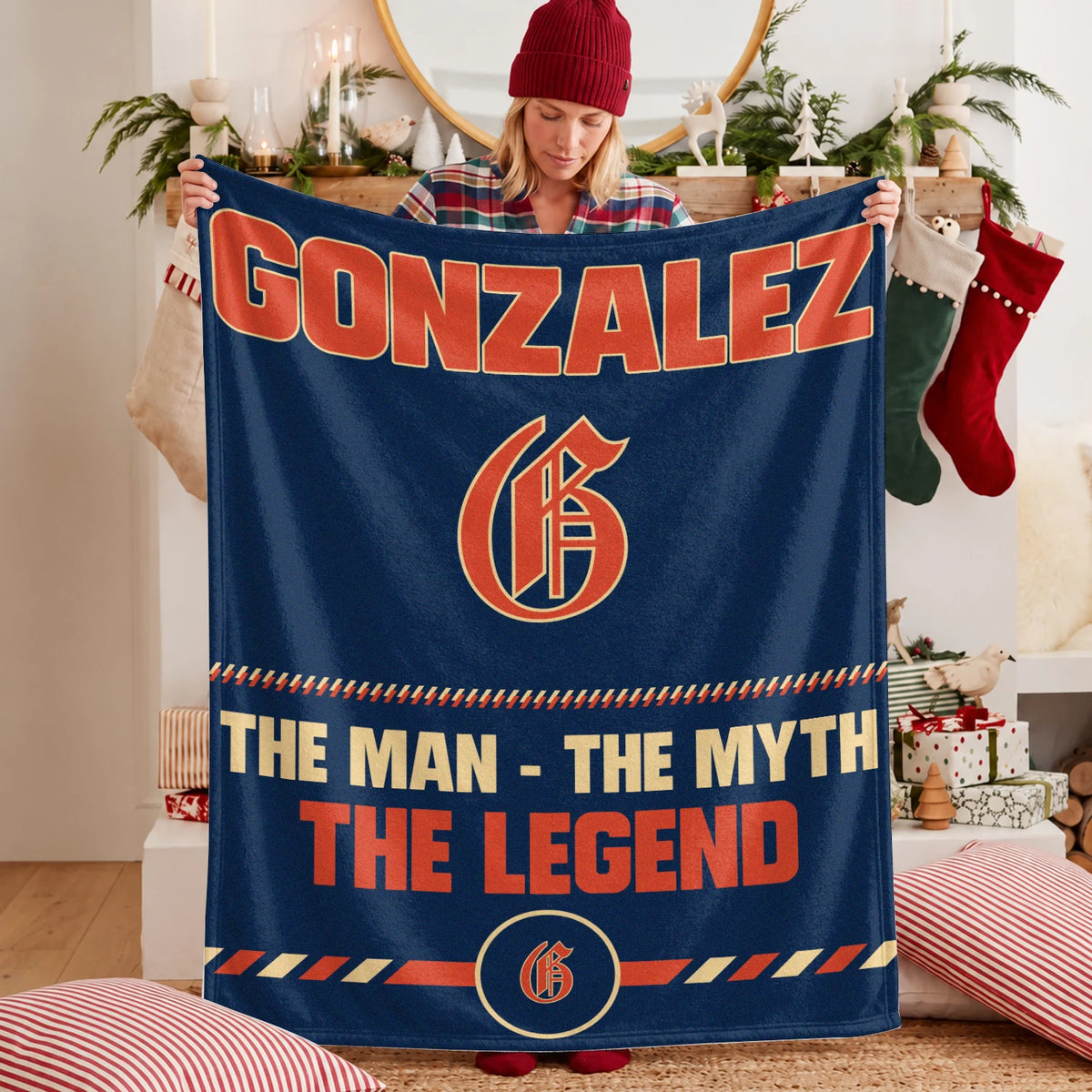 The Man The Myth The Legend Retro Fleece Blanket GONZALEZ 13K1 BK53