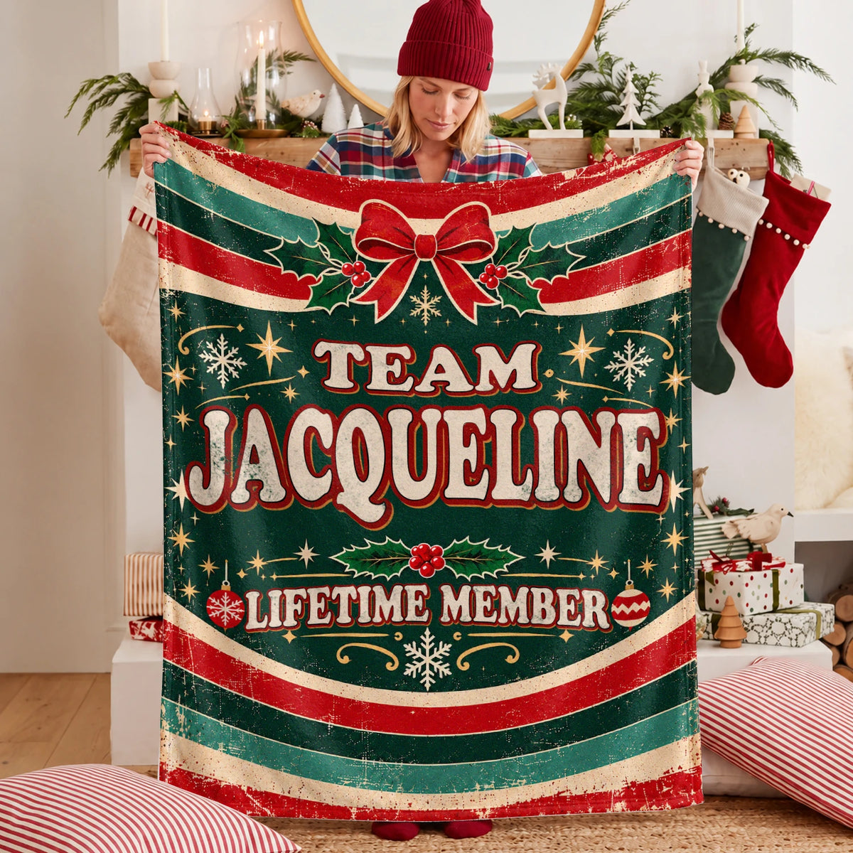 Team Your Name Lifetime Member Christmas Fleece Blanket JACQUELINE 13K1 BK52