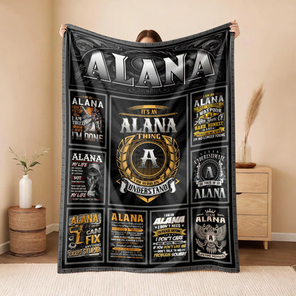 ALANA Personalized Blanket | Custom Name Cozy Throw Gift 13K4-BK2