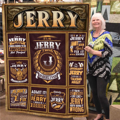 JERRY Personalized Blanket | Custom Name Cozy Throw Gift 13K1-BK4