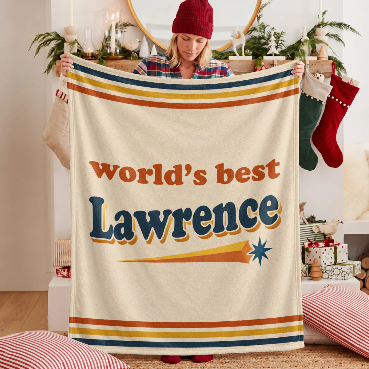World's Best Your Name Retro Fleece Blanket LAWRENCE 13K1 BK64
