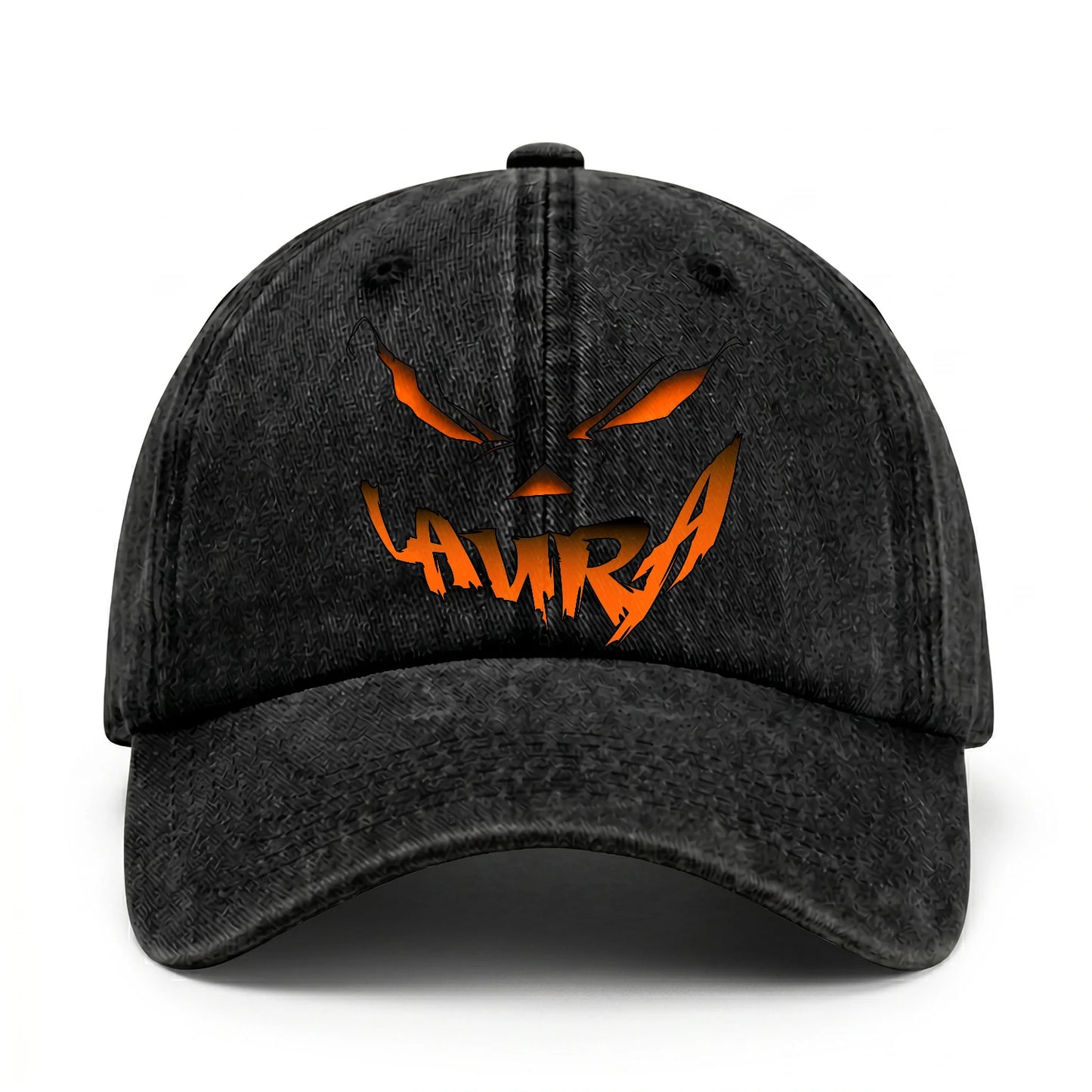 Your Name Jack O' Lantern Halloween Washed Cap LAURA 13K1 C100PF