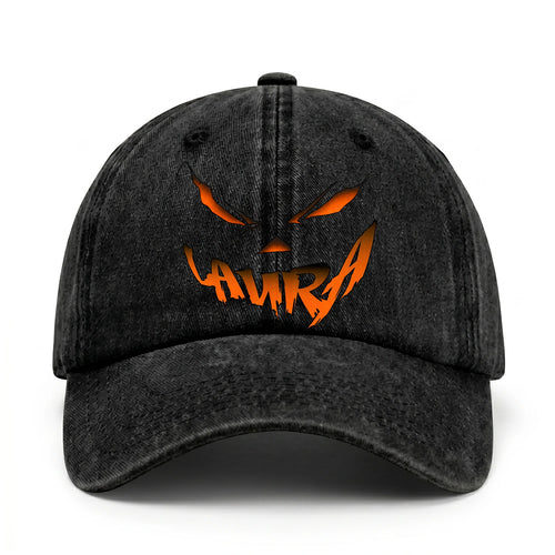 Your Name Jack O' Lantern Halloween Washed Cap LAURA 13K1 C100PF