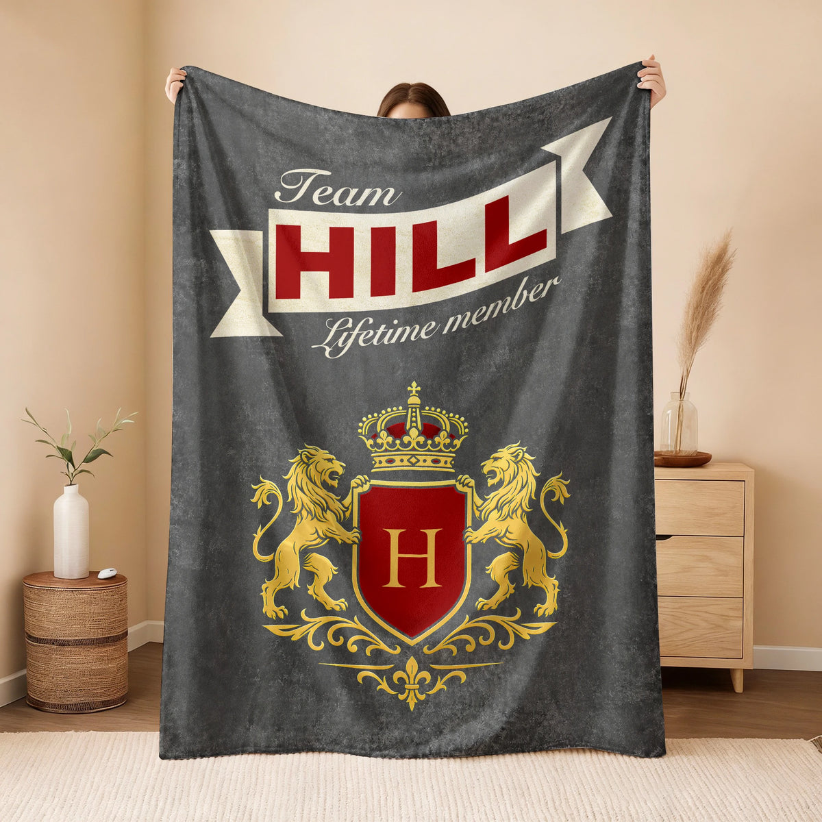 Team Your Name Lifetime Member Charcoal Blanket HILL 13K1 BK20
