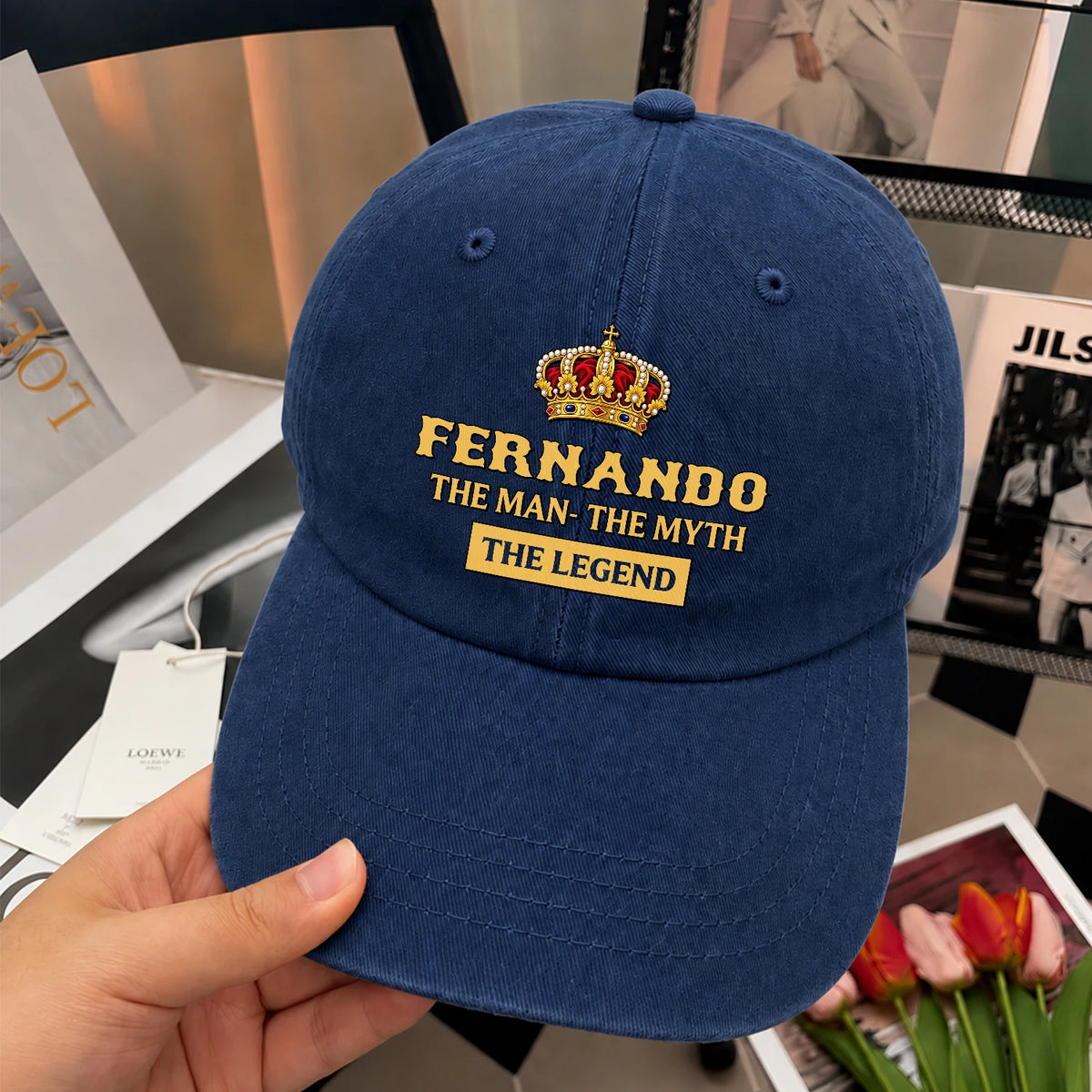 The Man The Myth The Legend King Crown Washed Cap FERNANDO 13K1 C146PF