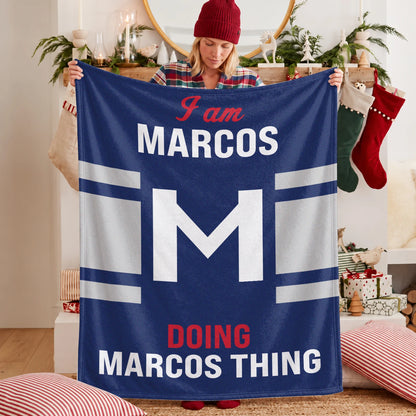 I'm Name Doing Name Things Navy Fleece Blanket MARCOS 13K1 BK51