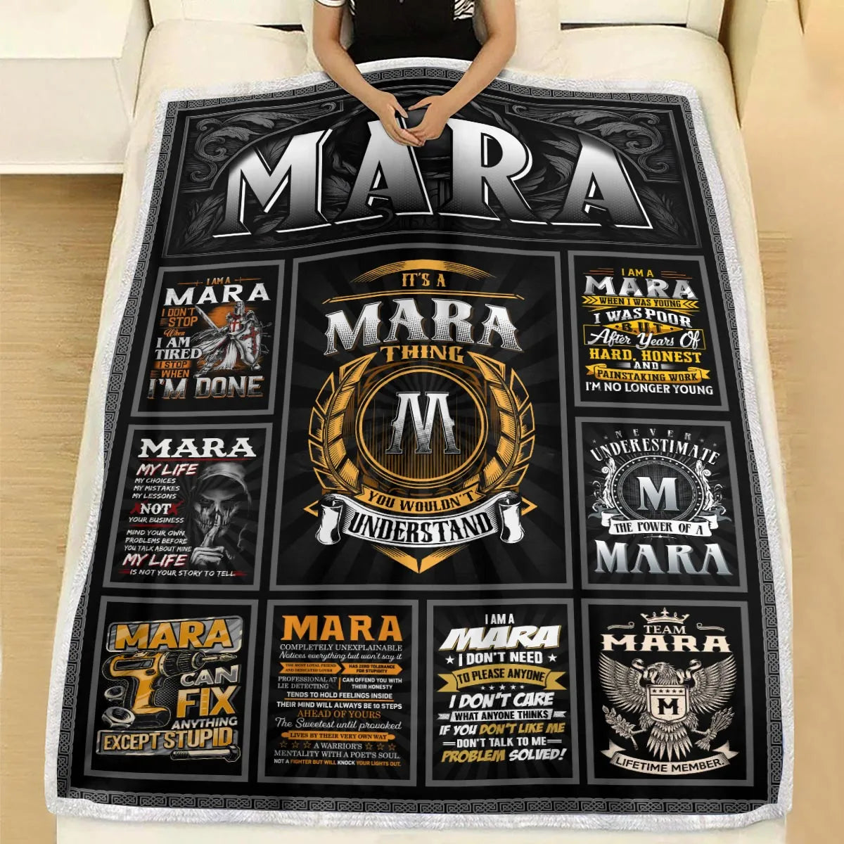 MARA Personalized Blanket | Custom Name Cozy Throw Gift 13K3-BK2