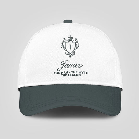 The Man The Myth The Legend Elegant Gray And White Cap JAMES 13K1 C170PF