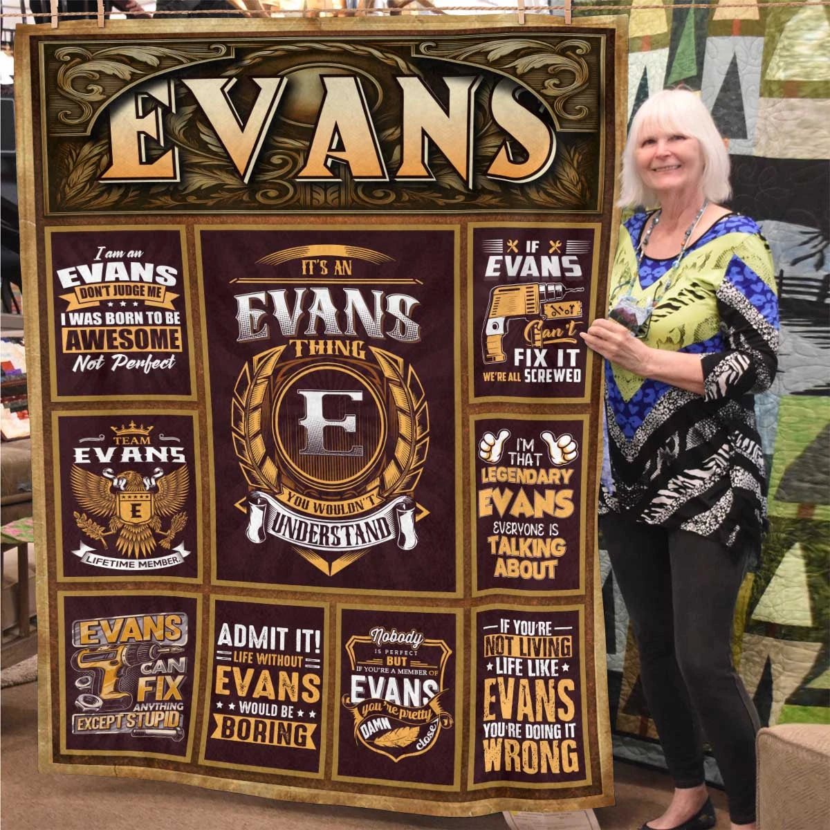 EVANS Personalized Blanket | Custom Name Cozy Throw Gift 13K1-BK4