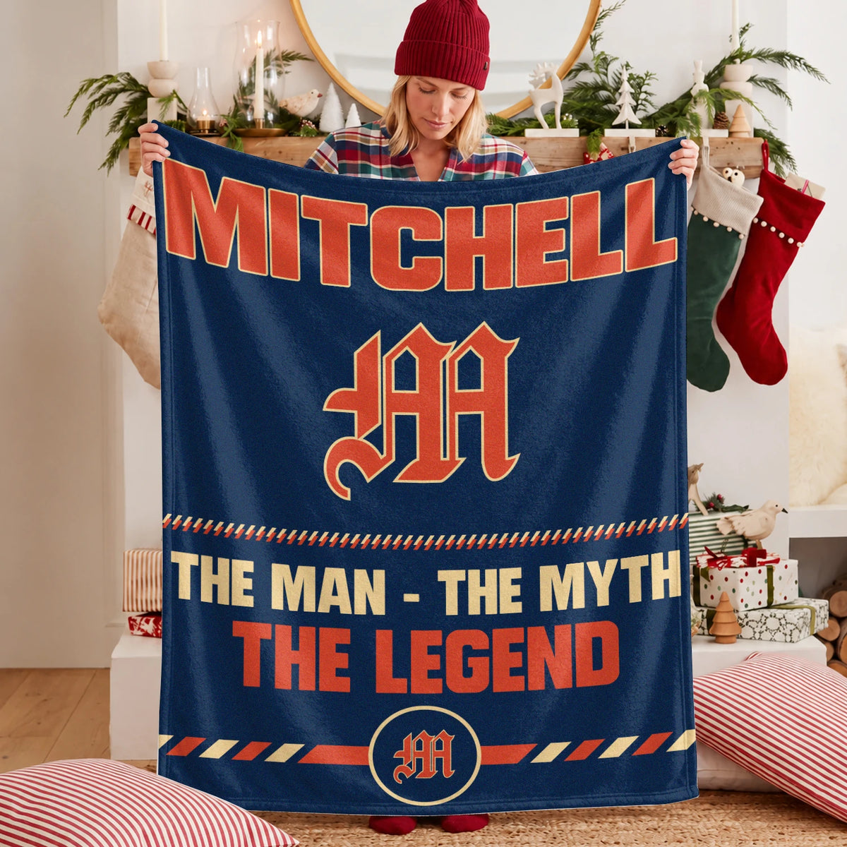 The Man The Myth The Legend Retro Fleece Blanket MITCHELL 13K1 BK53