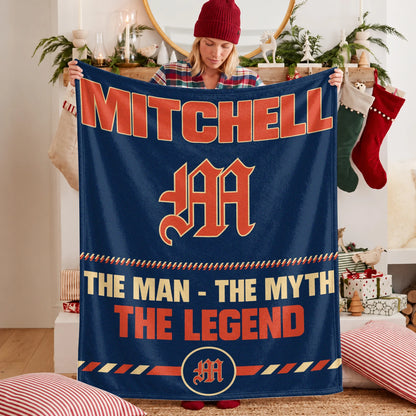 The Man The Myth The Legend Retro Fleece Blanket MITCHELL 13K1 BK53
