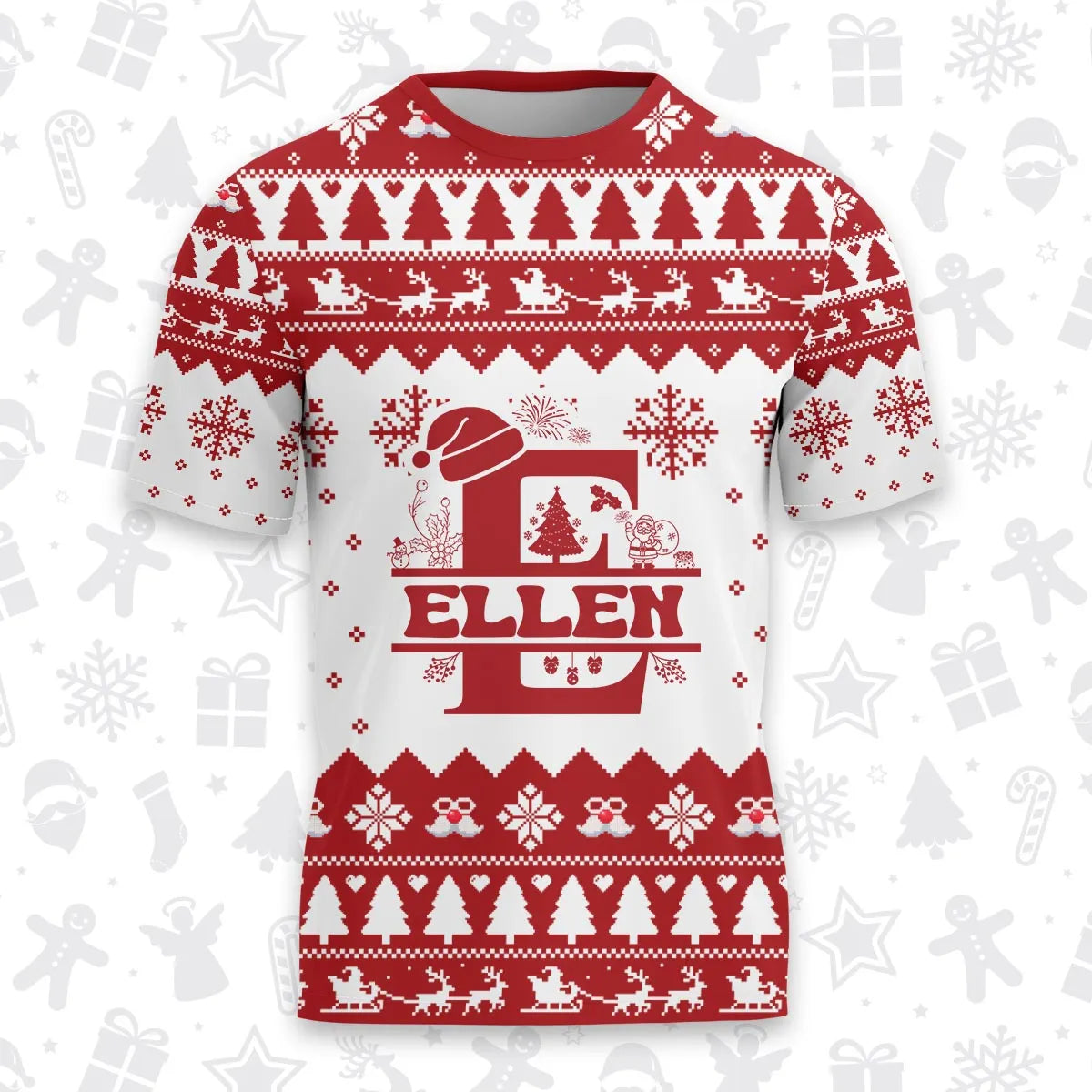 ELLEN Personalized Christmas T-Shirt Pajama Set - Holiday Gift Outfit 13K1-CR2