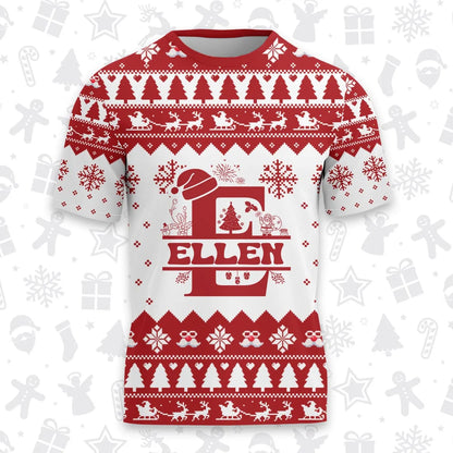 ELLEN Personalized Christmas T-Shirt Pajama Set - Holiday Gift Outfit 13K1-CR2