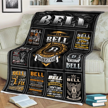 BELL Personalized Blanket | Custom Name Cozy Throw Gift 13K1-BK2