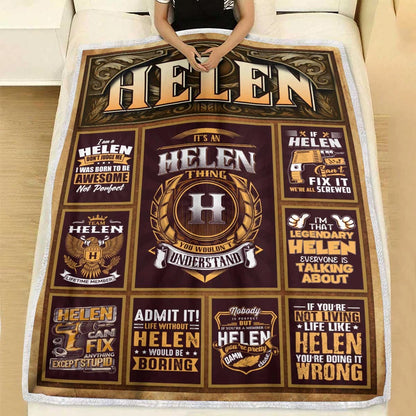 HELEN Personalized Blanket | Custom Name Cozy Throw Gift 13K1-BK4