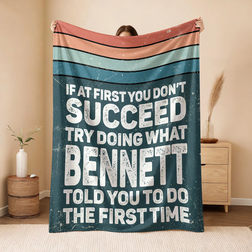 If At First You Don’t Succeed Retro Green Fleece Blanket BENNETT 13K1 BK29