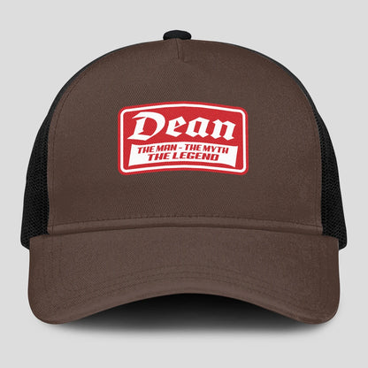 The Man The Myth The Legend Red Logo Brown Mesh Cap DEAN 13K1 C203PF