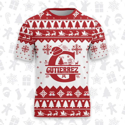 GUTIERREZ Personalized Christmas T-Shirt Pajama Set - Holiday Gift Outfit 13K1-CR2