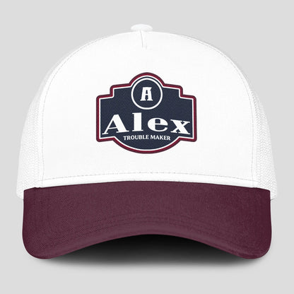 Trouble Maker Burgundy And White Funny Mesh Cap ALEX 13K1 C201PF