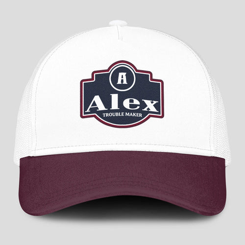 Trouble Maker Burgundy And White Funny Mesh Cap ALEX 13K1 C201PF
