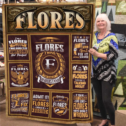 FLORES Personalized Blanket | Custom Name Cozy Throw Gift 13K1-BK4