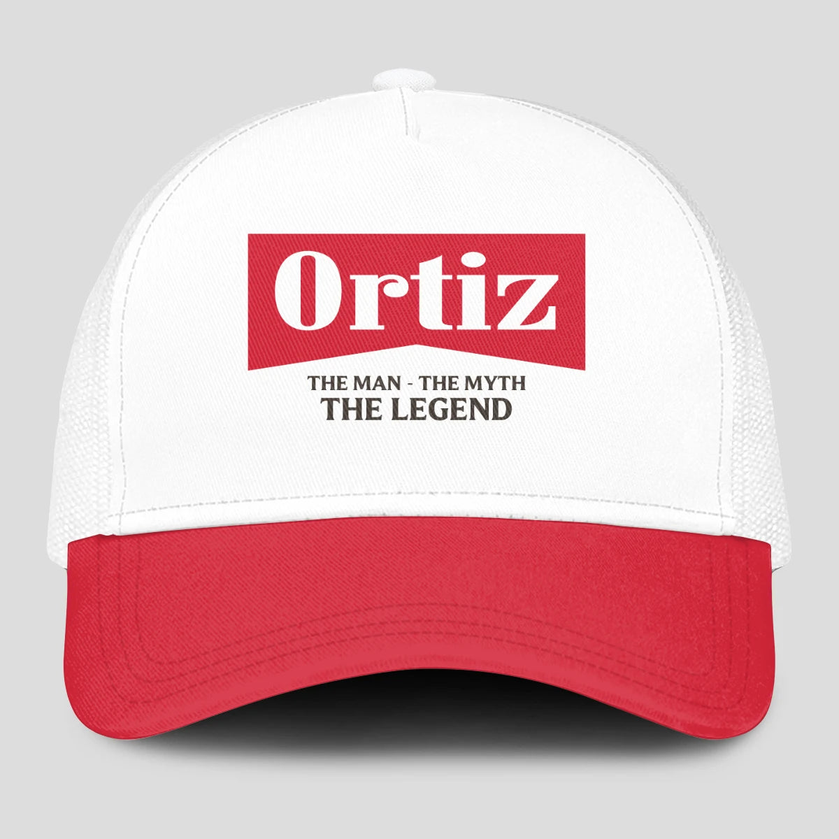 The Man The Myth The Legend Red And White Mesh Cap ORTIZ 13K1 C197PF