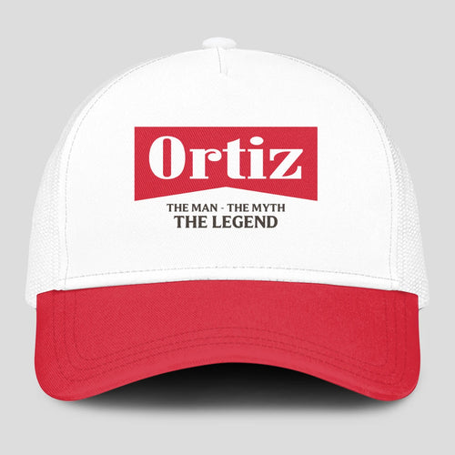 The Man The Myth The Legend Red And White Mesh Cap ORTIZ 13K1 C197PF
