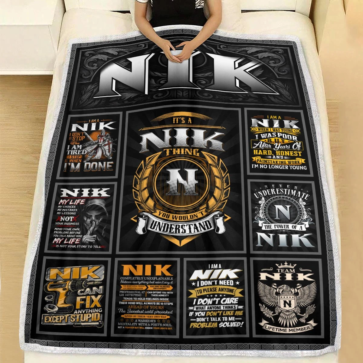 NIK Personalized Blanket | Custom Name Cozy Throw Gift 13K4-BK2
