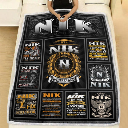 NIK Personalized Blanket | Custom Name Cozy Throw Gift 13K4-BK2