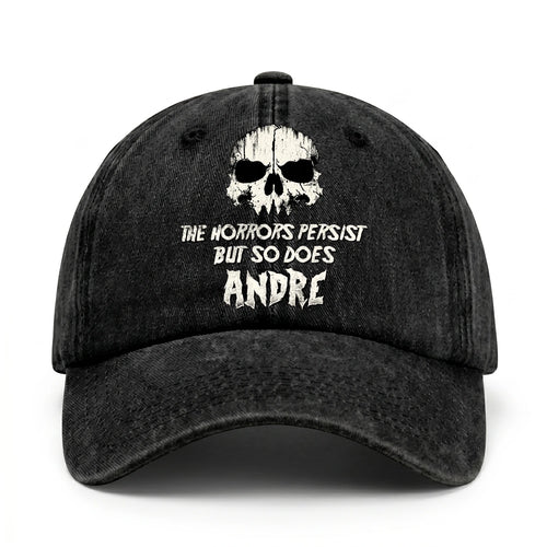 The Horrors Persist But So Does Your Name Cool Skull Washed Cap ANDRE 13K1 C134PF