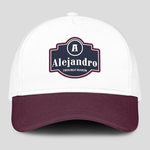 Trouble Maker Burgundy And White Funny Mesh Cap ALEJANDRO 13K1 C201PF