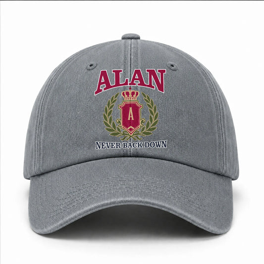 Your Name Never Back Down Royal Washed Cap ALAN 13K1 C77PF
