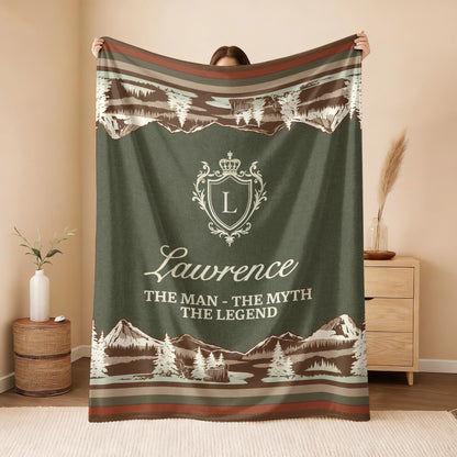 The Man The Myth The Legend Deer In Forest Brown Fleece Blanket LAWRENCE 13K1 BK10
