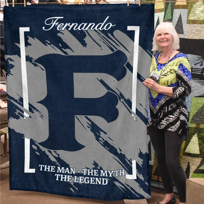 The Man The Myth The Legend Navy Baseball Fleece Blanket FERNANDO 13K1 BK17