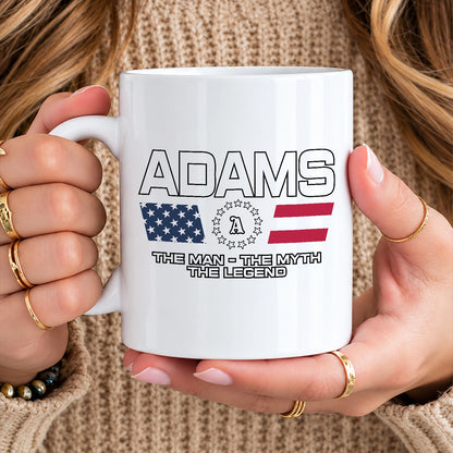 The Man The Myth The Legend Us Flag Mug ADAMS 13K1 MG23