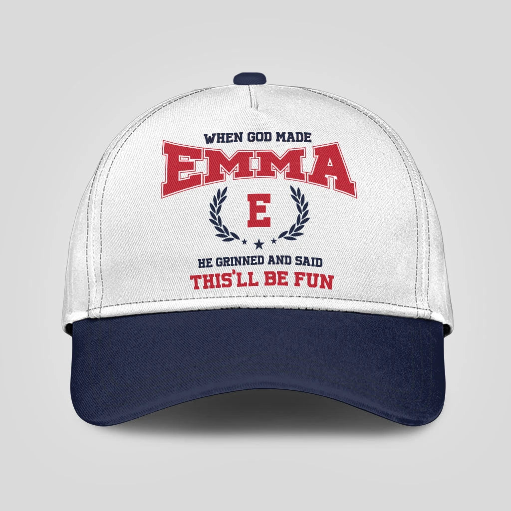 When God Made Your Name He Grinned And Said This'll Be Fun Blue Cap EMMA 13K1 C57PF