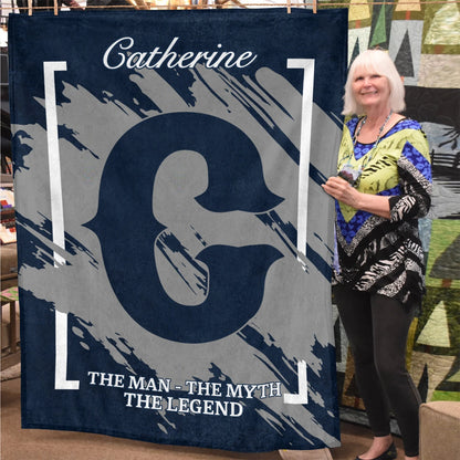 The Man The Myth The Legend Navy Baseball Fleece Blanket CATHERINE 13K1 BK17