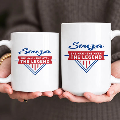 The Man The Myth The Legend Red And Blue Logo Mug SOUZA 13K1 MG34