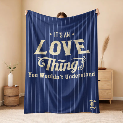 Your Name Thing Striped Blue Fleece Blanket LOVE 13K1 BK23