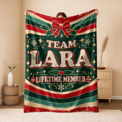 Team Your Name Lifetime Member Christmas Fleece Blanket LARA 13K1 BK52