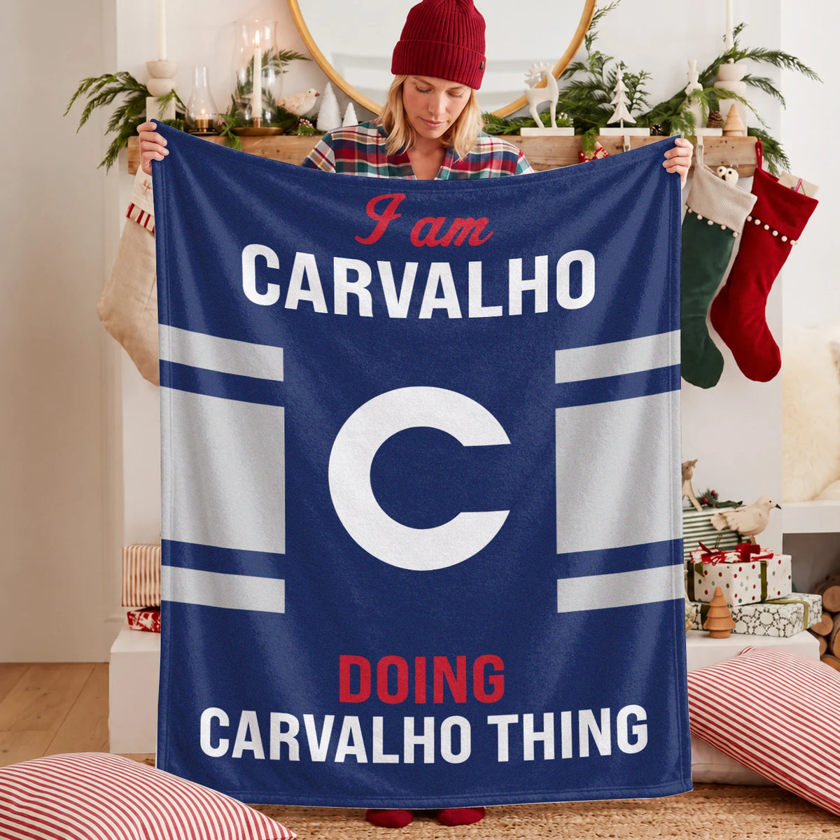 I'm Name Doing Name Things Navy Fleece Blanket CARVALHO 13K1 BK51
