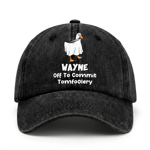 Off To Commit Tomfoolery Funny Goose Washed Cap WAYNE 13K1 C131PF