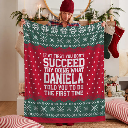 If At First You Don’t Succeed Red Green Christmas Fleece Blanket DANIELA 13K1 BK28