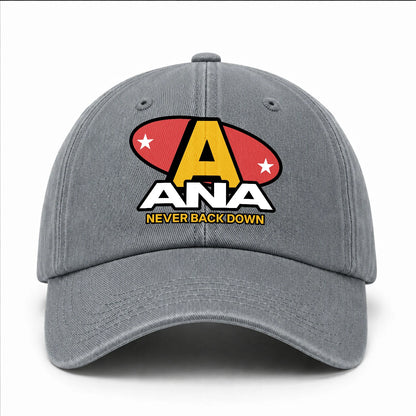 Never Back Down With Your Name And Initial Letter Washed Cap ANA 13K1 C82PF