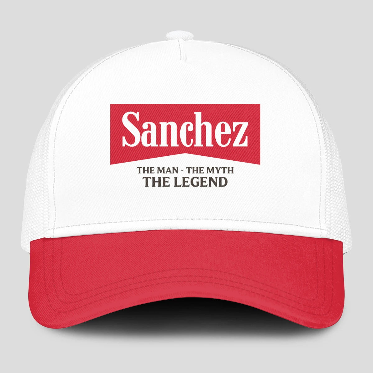 The Man The Myth The Legend Red And White Mesh Cap SANCHEZ 13K1 C197PF