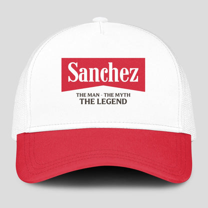 The Man The Myth The Legend Red And White Mesh Cap SANCHEZ 13K1 C197PF